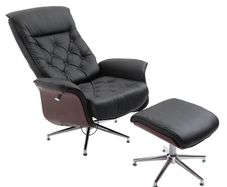Executive Office Chair Recliner PU Leather w/ Footrest Black
