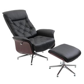 Executive Office Chair Recliner PU Leather w/ Footrest Black