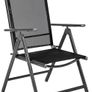 Aluminum polyrattan 6+1 seating set, 6 folding chairs & 1 table with glass tops - various colors, dark gray Image 2