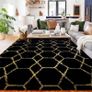Geometric Rug for Bedroom, 90x150 Black and Gold Living Room Area Rugs for Kids Baby Room, Nursery, Dorm, Lounge Decor, Thick Soft Fluffy Plush Small Non-slip Floor Carpet Image 3