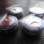 Mercedes Benz Classic 75mm Chrome / Blue 4 x Wheel Center Caps Cap Hub Image 2