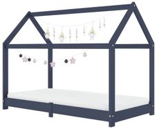 Kids Bed Frame Grey Solid Pine Wood 80x160 cm