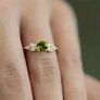Green Stone Crystal Gold Tone Ring Image 3