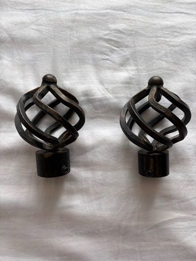 Black / Brass Cage Eyelet Curtain Pole