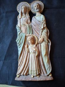 Beautiful Old Holy Family Religious Wall Plaque Jesus, Mary and Joseph, Postage Available or collection