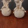 Lovely Vintage Pair of Ceramic Baby Winged Angels Sitting on Globes with a Very Tactile Cream Coloured Crackle Glaze Image 5