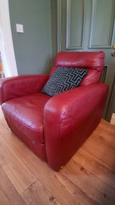 Italsofa Real Leather Armchair, Deep Red