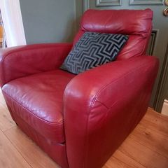 Italsofa Real Leather Armchair, Deep Red
