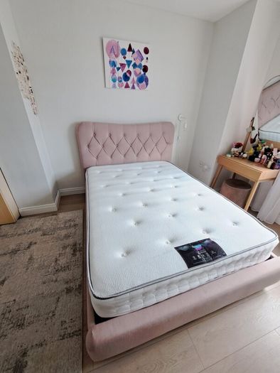 Pink Double bed frame and quality mattress