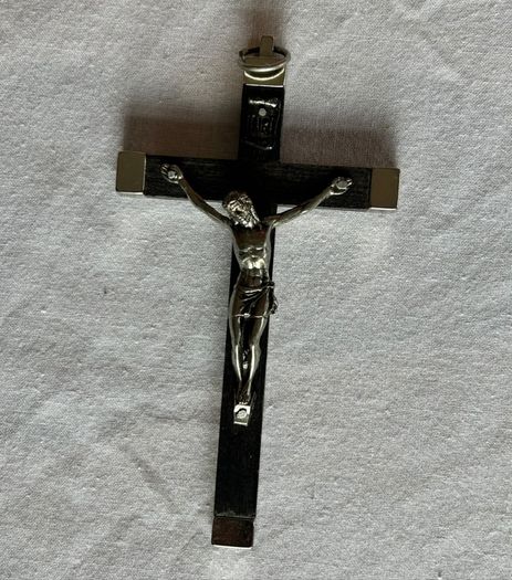 Antique Victorian Religious Lot - 2 Ebony Crucifixes + Book of Common Prayer - Memento Mori Skull Cross c.1890