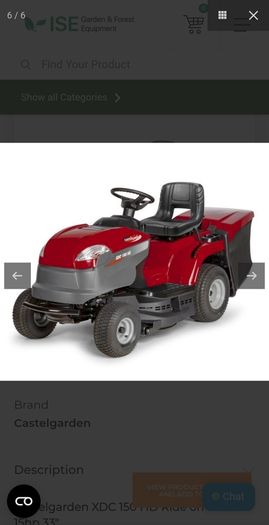 Castle garden ride on mower.