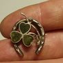 1907 Sterling Silver Horse Shoe and Shamrock Brooch Image 5