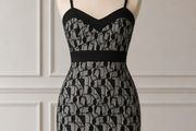 Quiz Black &amp; White Patterned Bodycon Dress - Size 8 / EU 36