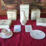 7 Piece Brand New In Box Donegal Floral Irish Parian China Tea Set With Vase For Two Person Setting. Made In Ireland. Image 2