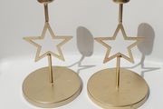 Gold Star Candle Holder Set of 2
