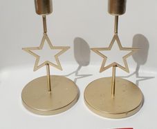 Gold Star Candle Holder Set of 2