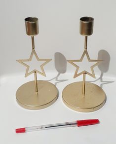 Gold Star Candle Holder Set of 2