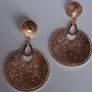 Gold Sunburst Hammered Round Disc Drop Earrings Image 5