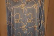 Zara blue long sleeve silky blouse size L UK14 EU42 Postage included