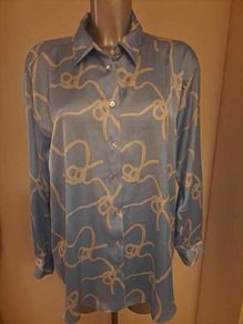 Zara blue long sleeve silky blouse size L UK14 EU42 Postage included