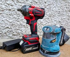 Cordless Impact Wrench & Orbital Sander Bundle. Batteries & Charger Included