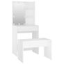 Dressing Table Set with LED White Engineered Wood Image 6