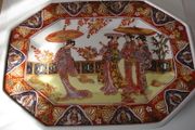 Large Oriental Octagonal Charger Platter Hand Decorated 14inches 1928