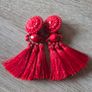 Red  Earrings with tassels Image 4
