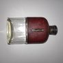 Antique glass hip flask leather bound with  silver plated screw top Image 2