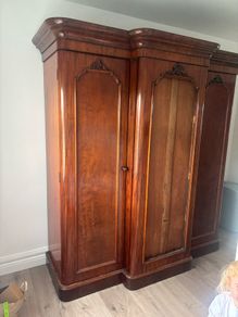 Stunning Antique Victorian Mahogany Triple Wardrobe