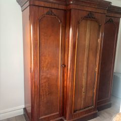 Stunning Antique Victorian Mahogany Triple Wardrobe
