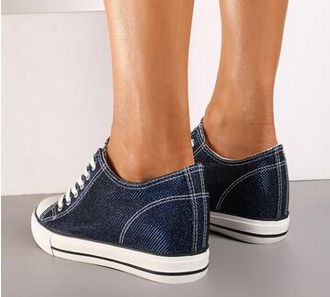 Amazing Metallic Blue Shoes - Hidden Wedge Lace Ups size 6