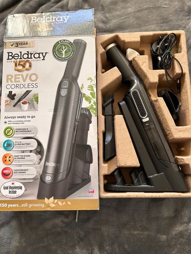 Beldray Revo Cordless Hand Vacuum - Pet Plus+ Hand Vac, 100ml Dust Container, HEPA Filter, Crevice/Brush Tool, 30 Minutes, Upholstery Tool, Rechargeable, Easy Empty, Pet Hair Removal