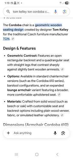 Tom Kelley Designer Dining Chair Frames, Four Ton Chairs, CORDOBA