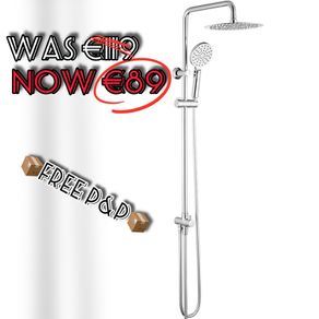 NEW SALE | Modern Chrome Shower Riser Rail Mixer, Round Bathroom Shower Tap System with Stainless Hose Pipe, Shower Head and ABS Handheld Shower