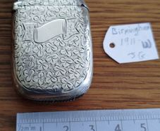 Antique 1911 Sterling Silver Vesta Case - Shamrock Pattern (Birmingham)