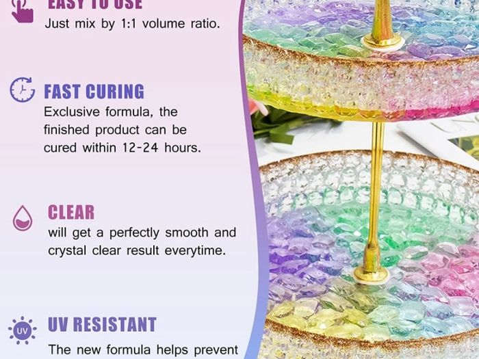 Epoxy Resin Crystal Clear Kit- 1 Gallon /128oz - Casting Resin for Jewellery DIY Art Craft Resin Coating Easy Cast Epoxy, with Sticks/Plastic Spreader/Graduated Cups/Pairs Gloves/Instructions (FREE POSTAGE)