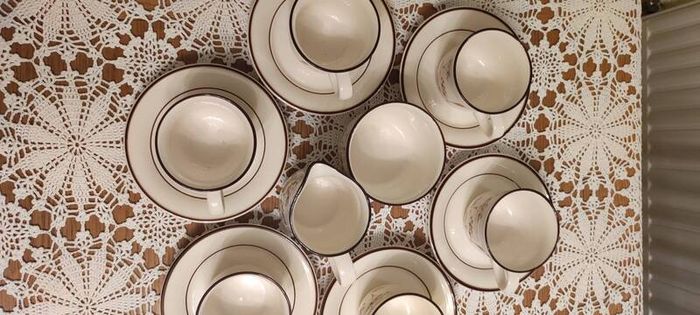 Vintage Arklow Honey Stone Cup and Saucer x6 Whead Field Ceramic Ireland