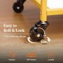 Drink Trolley, Bar Cart with Lockable Wheels, 12 Wine Rack and 3 Rows Glass Holders Gold Image 4