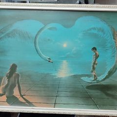 Wings Of Love Original 1970s Steven Pearson Large Framed Wall Art Print Retro Vintage