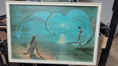 Wings Of Love Original 1970s Steven Pearson Large Framed Wall Art Print Retro Vintage