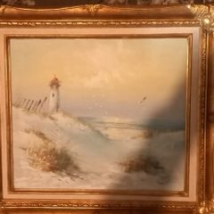 Beautiful framed original Oil Painting of Lighthouse