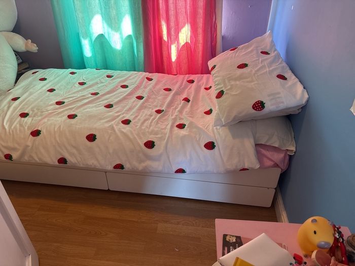 Sklat bed frame with pull out bed and storage