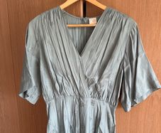 des petits hauts pale sage green midi dress size 1 (8-10)