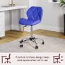 Office Computer Chair, Blue, Gaming Secretary Adjustable Swivel Legs Lift Chrome Pu Faux-Leather Image 5