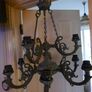 Vintage Chandelier 9 Bulbs Arms  Brass/Bronze  (green patina) H-26" x 23" Image 2