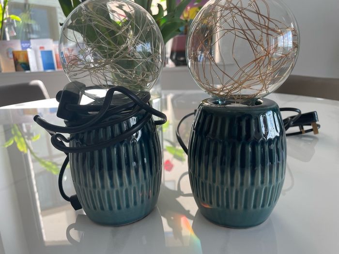 Pair of teal ombre lamps