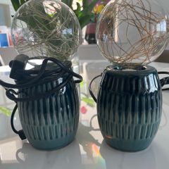 Pair of teal ombre lamps