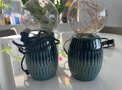 Pair of teal ombre lamps