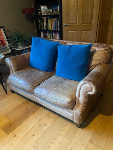 Vintage style 2 seater leather sofa